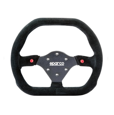 Sparco P310 flat suede racing steering wheel with thumb horn buttons